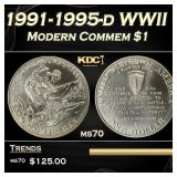 1991-1995-d WWII Modern Commem Dollar $1 ms70 SEGS