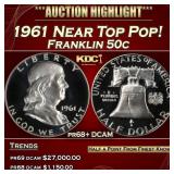 1961 Proof Franklin Half Dollar Near Top Pop! 50c