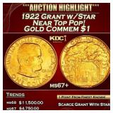 1922 Grant w/Star Gold Commem Dollar Near Top Pop!