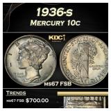 1936-s Mercury Dime 10c Grades ms67 FSB