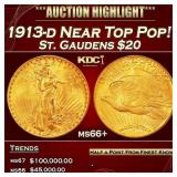 1913-d Gold St. Gaudens Double Eagle Near Top Pop!