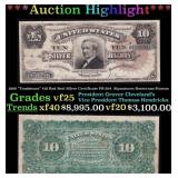 1886 $10 Red Seal Silver Certificate "Tombstone" F