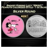 Snoopy Kissing Lucy "SMAK!" Peanuts Colorized Styl