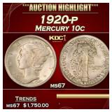 1920-p Mercury Dime 10c ms67 SEGS