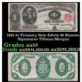 1891 $1 Treasury Note Edwin M Stanton Grades Selec