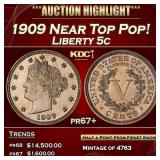 1909 Proof Liberty Nickel Near Top Pop! 5c pr67+ S