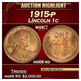 1915-p Lincoln Cent 1c ms66 rd SEGS