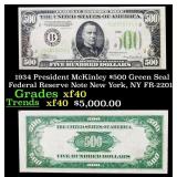 1934 $500 Green Seal Federal Reserve Note Presiden