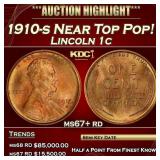 1910-s Lincoln Cent Near Top Pop! 1c ms67+ rd SEGS