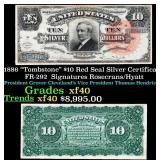 1886 $10 Red Seal Silver Certificate "Tombstone" F