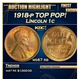 1918-p Lincoln Cent TOP POP! 1c ms67 rb SEGS