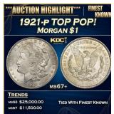 1921-p Morgan Dollar TOP POP! $1 ms67+ SEGS