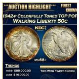 1942-p Walking Liberty Half Dollar Colorfully Tone