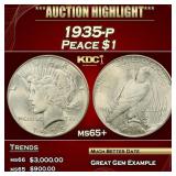 1935-p Peace Dollar $1 ms65+ SEGS
