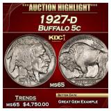 1927-d Buffalo Nickel 5c ms65 SEGS