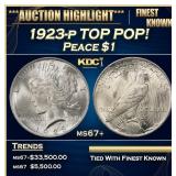 1923-p Peace Dollar TOP POP! $1 ms67+ SEGS
