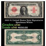 1923 $1 United States Note Grades xf Signatures Sp