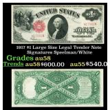 1917 $1 Large Size Legal Tender Note Grades Choice
