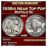 1938-d Buffalo Nickel Near Top Pop 5c ms68 SEGS