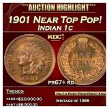 1901 Proof Indian Cent Near Top Pop! 1c pr67+ rd S