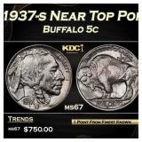 1937-s Buffalo Nickel Near Top Pop 5c ms67 SEGS