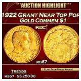 1922 Grant Gold Commem Dollar Near Top Pop! 1 ms67