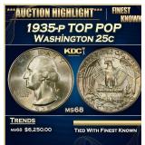 1935-p Washington Quarter TOP POP 25c ms68 SEGS