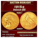 1915-s Gold Indian Half Eagle $5 ms63+ USCG