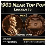 1963 Proof Lincoln Cent Near Top Pop 1c pr69 rd dc