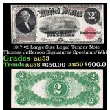 1917 $2 Large Size Legal Tender Note Thomas Jeffer