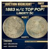1883 n/c Liberty Nickel TOP POP! 5c ms67+ SEGS