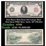 1914 $10 Large Size Red Seal FRN Rare Red Seal New