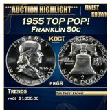 1955 Proof Franklin Half Dollar TOP POP! 50c pr69