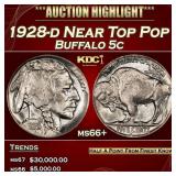 1928-d Buffalo Nickel Near Top Pop 5c ms66+ SEGS
