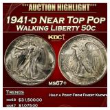 1941-d Walking Liberty Half Dollar Near Top Pop 50