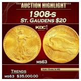 1908-s Gold St. Gaudens Double Eagle $20 ms63 SEGS