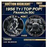1956 Ty I Proof Franklin Half Dollar TOP POP! 50c