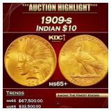 1909-s Gold Indian Eagle $10 ms65+ SEGS