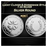 Lucky Clover & Horseshoe Style - 1 oz Silver Round