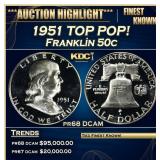 1951 Proof Franklin Half Dollar TOP POP! 50c pr68