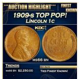 1909-s Lincoln Cent TOP POP! 1c ms66 bn SEGS