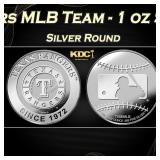 Texas Rangers MLB Team - 1 oz Silver Round Round