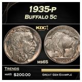 1935-p Buffalo Nickel 5c Grades ms65