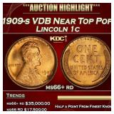 1909-s VDB Lincoln Cent Near Top Pop! 1c ms66+ rd