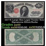 1917 $1 Large Size Legal Tender Note Grades Select