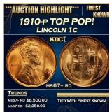 1910-p Lincoln Cent TOP POP! 1c ms67+ rd SEGS