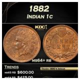 1882 Indian Cent 1c Grades ms64+ rb