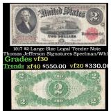 1917 $2 Large Size Legal Tender Note Thomas Jeffer