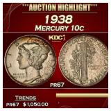 1938 Proof Mercury Dime 10c Grades pr67