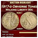 1917-d Obverse Walking Liberty Half Dollar Toned 5